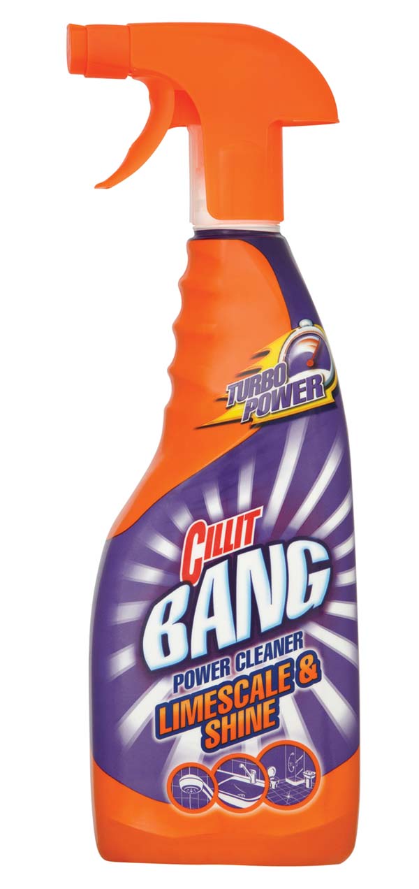 Bottles of Cillit Bang cleaning products, produced by Reckitt
