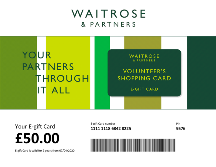 Waitrose launches ‘Volunteer’s Shopping Card’ egift card to help those